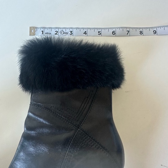 Vintage Karen Scott Black Leather Fur Ankle Square Toe Boots 7.5 - Picture 4 of 8